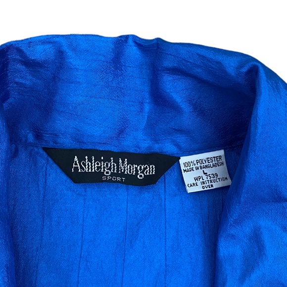 Vintage Ashleigh Morgan Sport Blue Short Sleeve Straight Leg Jumpsuit Size L - Picture 4 of 11